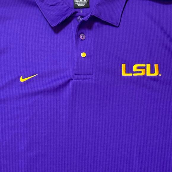 Nike LSU Nike Dri-FIT Game Day Geaux Tigers Golf Polo Purple Shirt Men's XL NWT - Picture 2 of 13